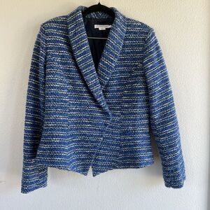 Vintage Pendelton Wool‎ Blend Blue Stripe Blazer Women’s 6 One Button Career